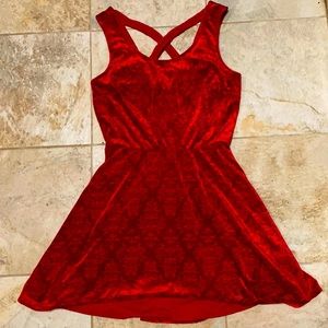 Beautiful red velvet cross back dress